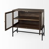 Arelius 36L x 18W x 32H Medium Brown Wood, Black Metal Base with 2 Glass Doors Accent Cabinet thumbnail 7