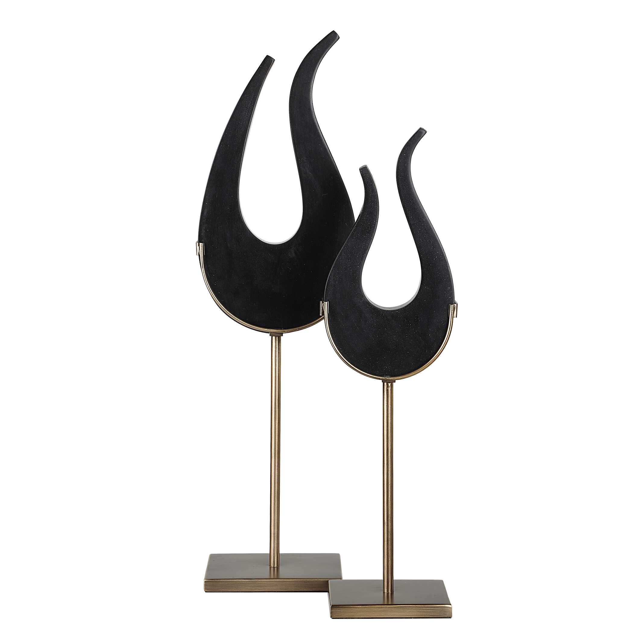 Black Flame Sculptures Set/2, Decorative by Uttermost, 7.25" width x 24.25" height x 4.5" depth View 4