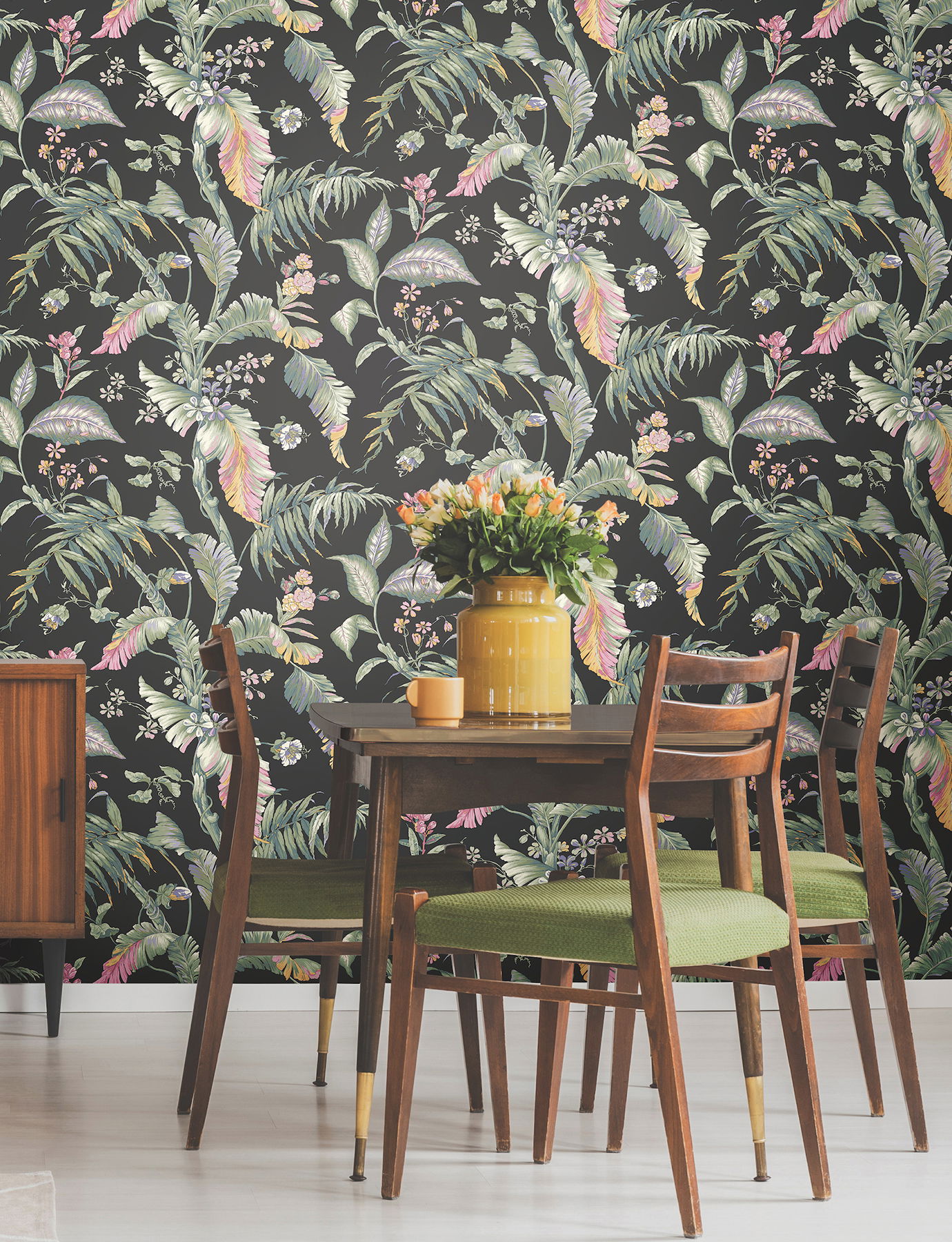 Fiji Garden Black Peel & Stick Wallpaper large image 