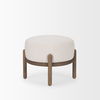 Gwynn Oatmeal Fabric with Dark Brown Wood Pouf thumbnail 4
