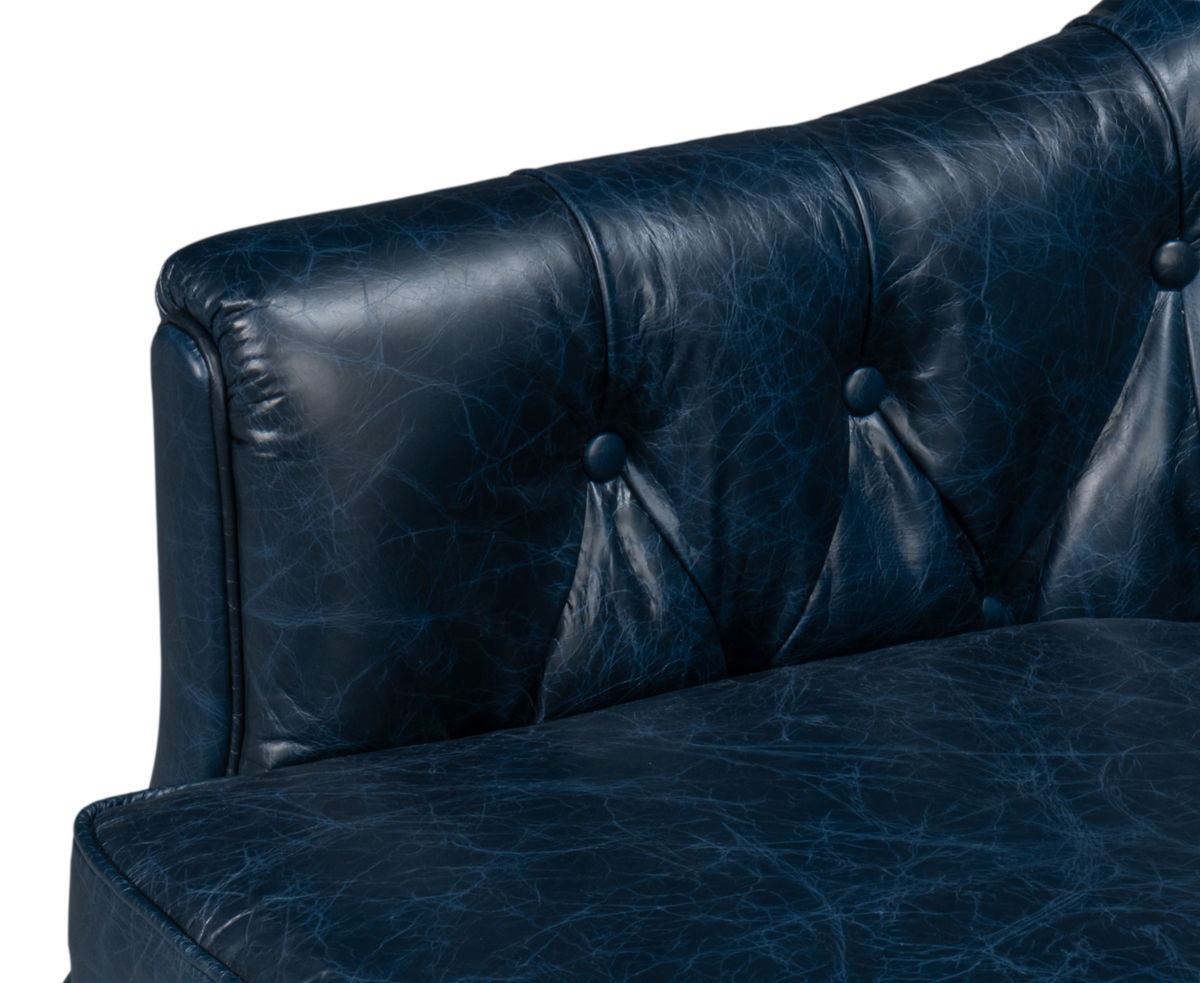 Coolidge Leather Swivel Chair  Blue, by Sarreid, 2'4" length x 2'6" width x 2'7" height View 6