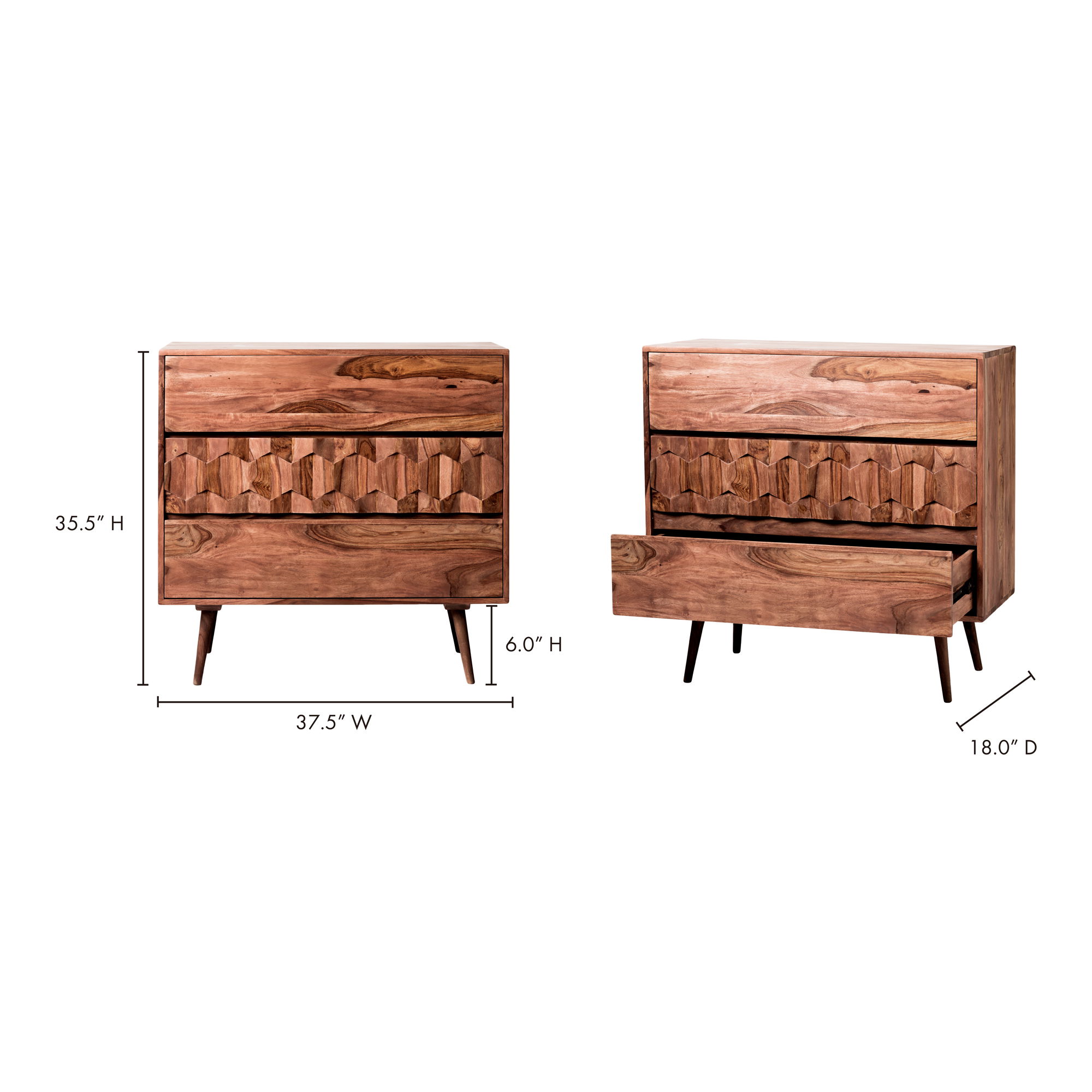 O2 3 Drawer Nightstand Natural large image 