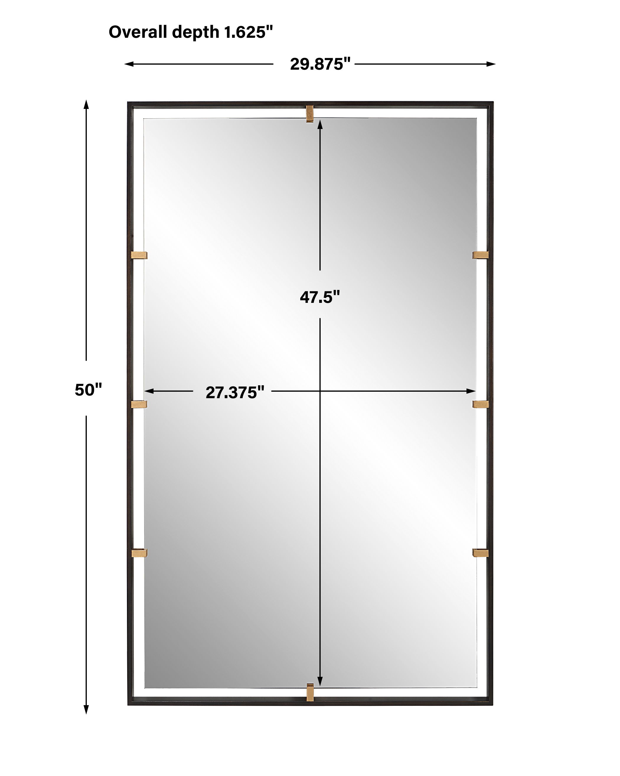 Egon Rectangular Bronze Mirror, by Uttermost, 29.87" width x 50" height x 1.62" depth View 3