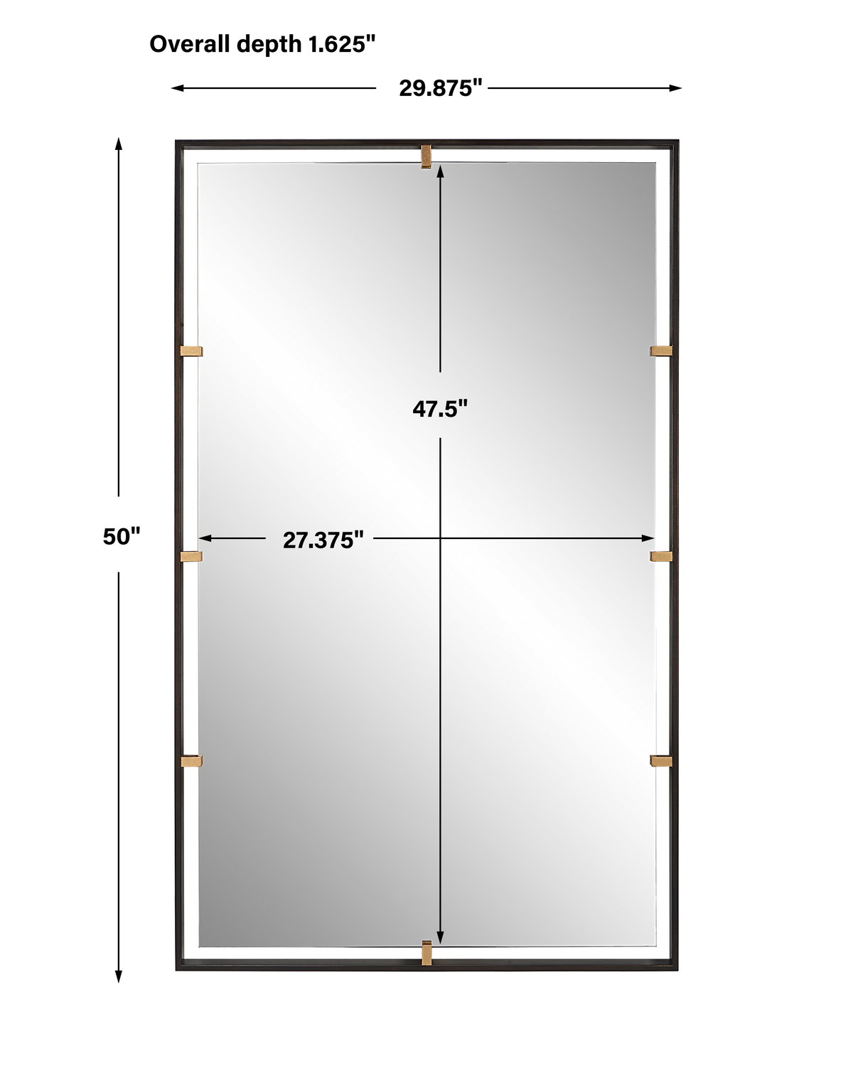Egon Rectangular Bronze Mirror, by Uttermost, 29.87" width x 50" height x 1.62" depth View 3