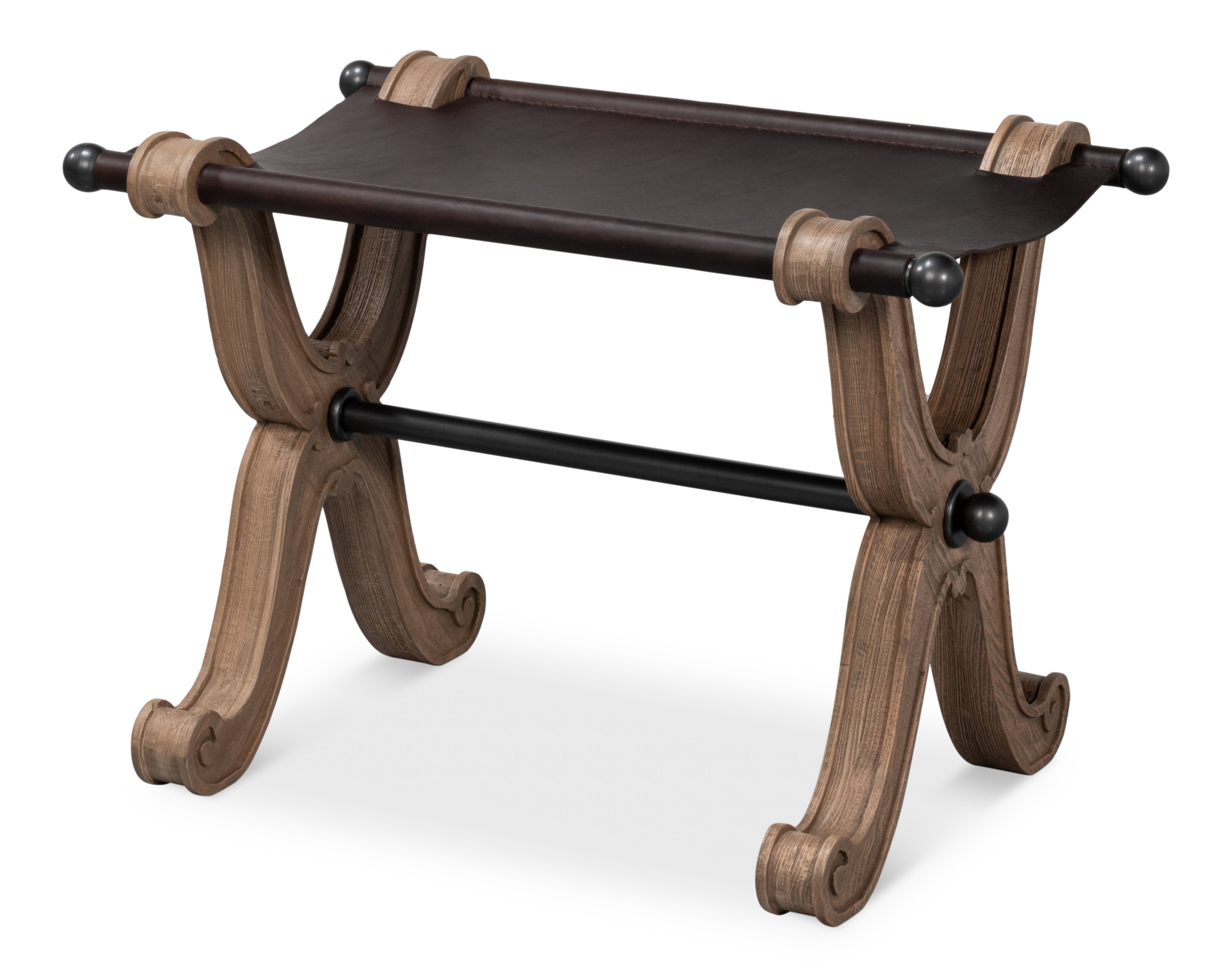Joyner Equestrian Bench, Seating by Sarreid, 28" length x 18" width x 20" height View 1