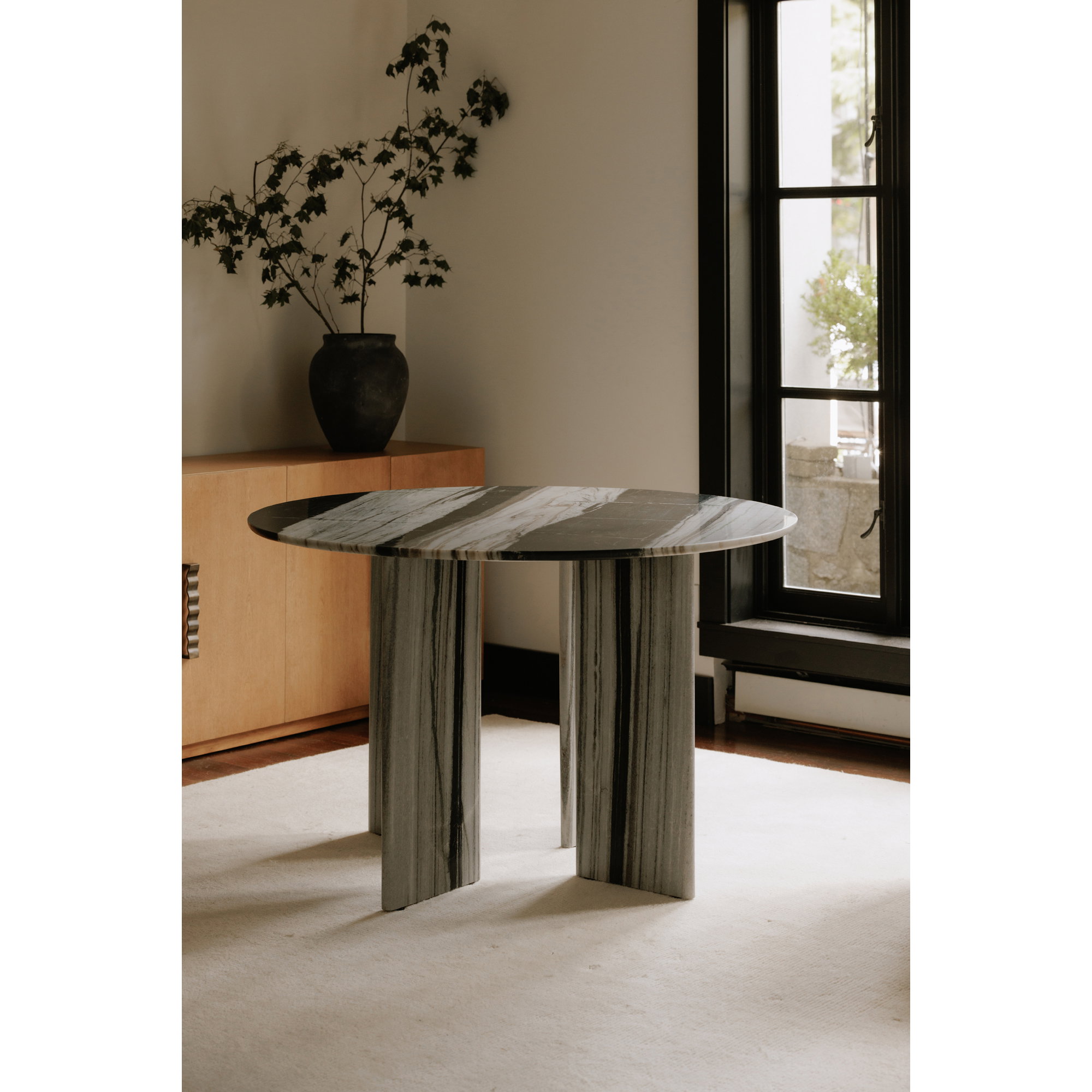 Celia Round Dining Table Panda Marble, by Moe's Home, 48" width x 30" height x 48" depth View 7