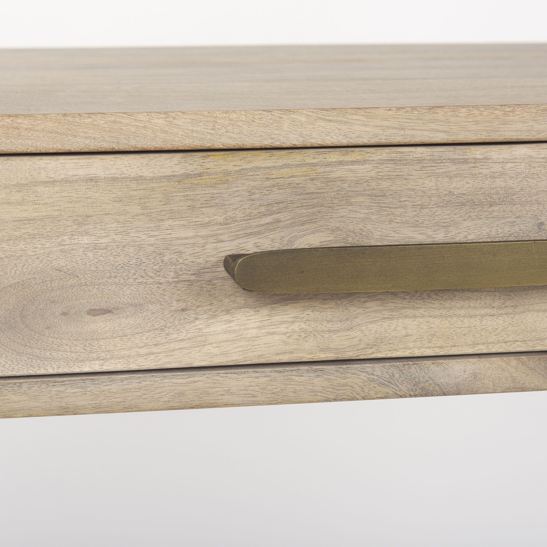 Cordell  42.0L x 25.0W x 78.0H Light Brown Wood with Gold Metal Office Desk, by Mercana, 41.5" length x 24.5" width x 78.5" height View 9