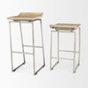 Givens Low Back 26in Seat Counter Stool | Brown Wood with Silver Metal, Counter & Bar Stool by Mercana, 14.1" length x 15.8" width x 26" height thumbnail 12
