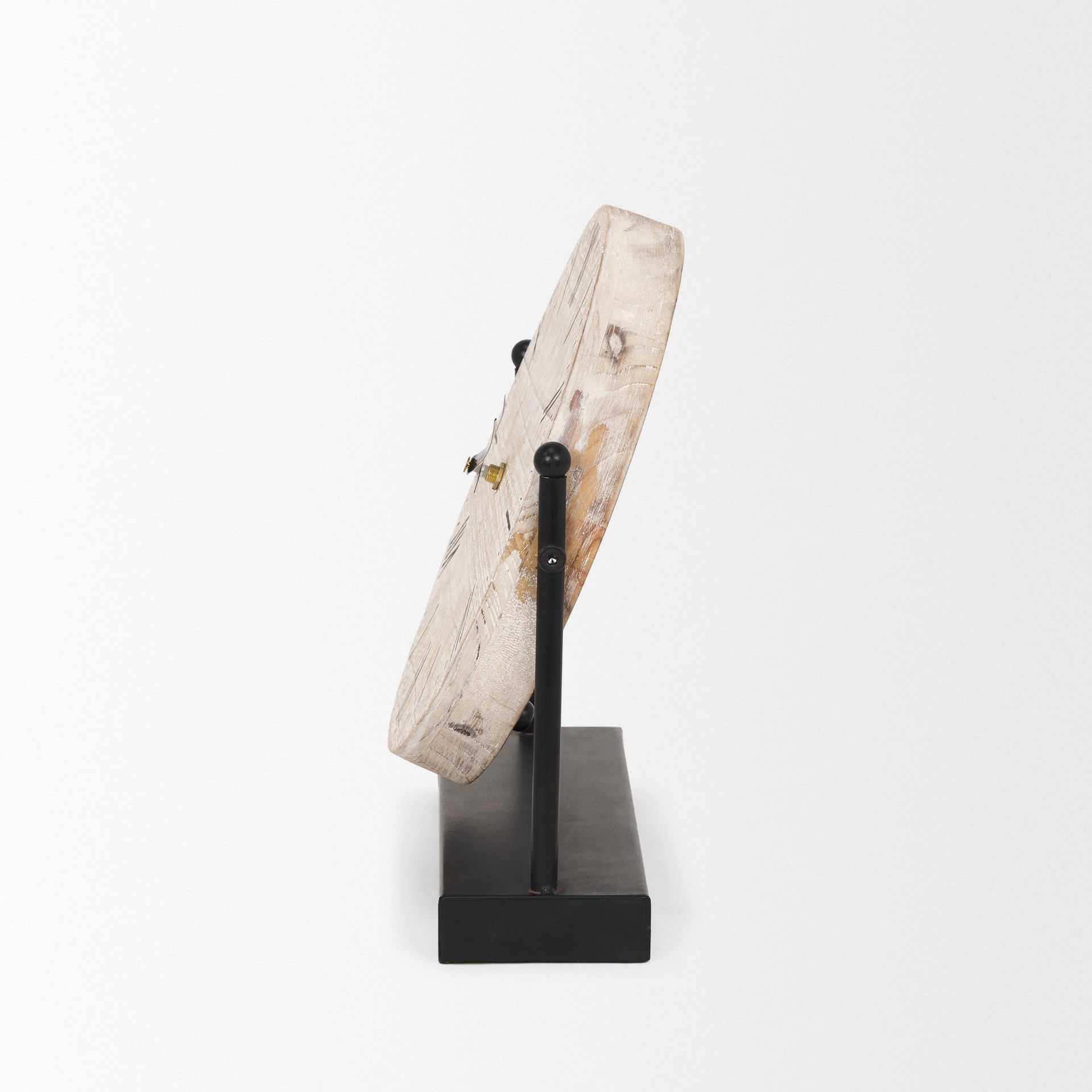 Raja Matte Black Metal with Wood Table Clock large image 