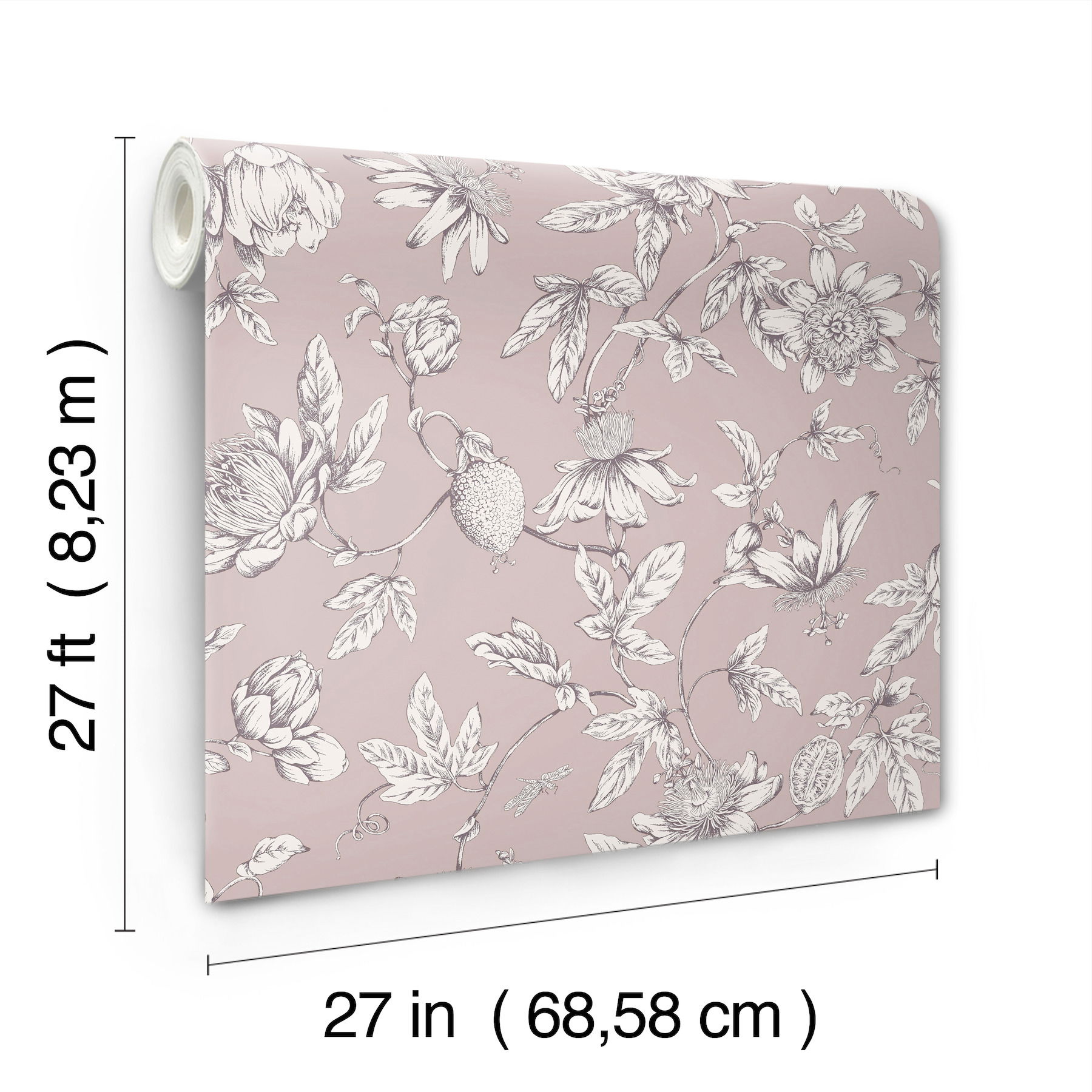 Passion Flower Toile Orchid Wallpaper large image 