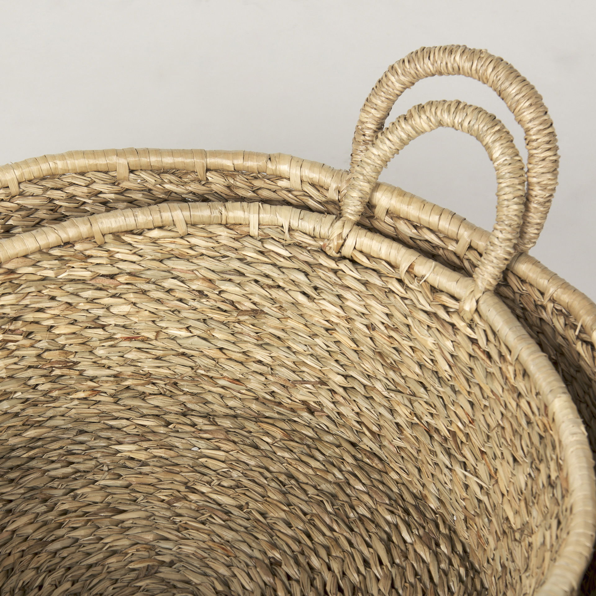 Ayanna Set of 2 Deep Nesting Seagrass Baskets with Handles, Bins & Basket by Mercana, 18.5" length x 18.5" width x 5.91" height View 7