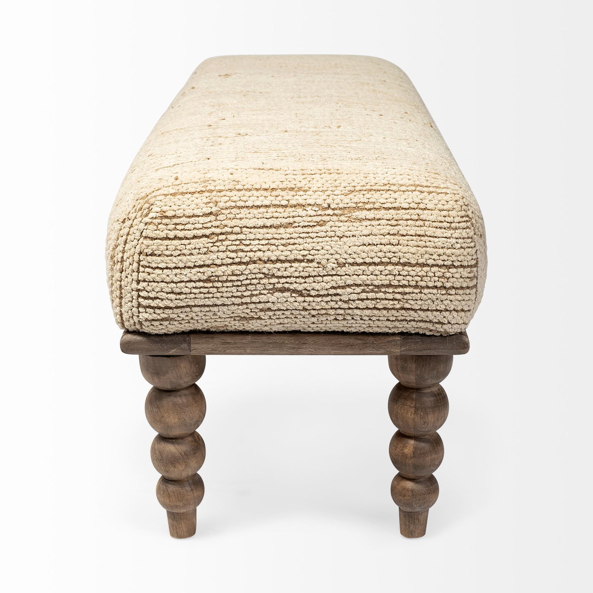 Alder II 55L x 16W Cream Upholstered Seat Wooden Base Accent Bench, Benche by Mercana, 55" length x 17" width x 18" height View 5