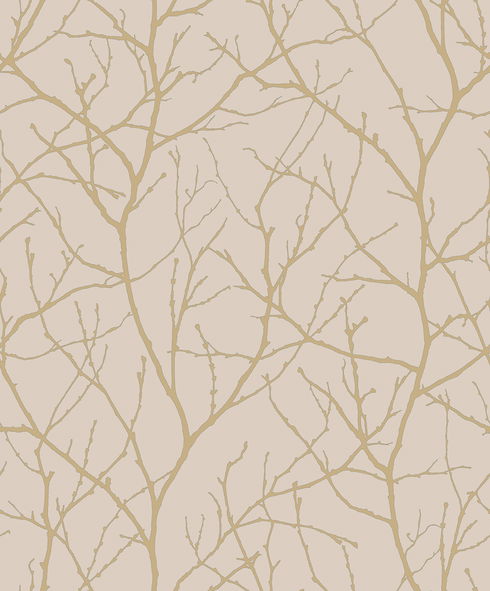Trees Silhouette Beige & Gold Wallpaper