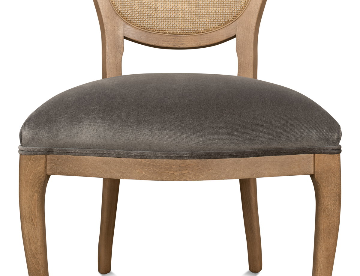 Oval Cane Back S/Chair  Drftwd Charcoal, by Sarreid, 2' length x 1'9" width x 3'5" height View 12