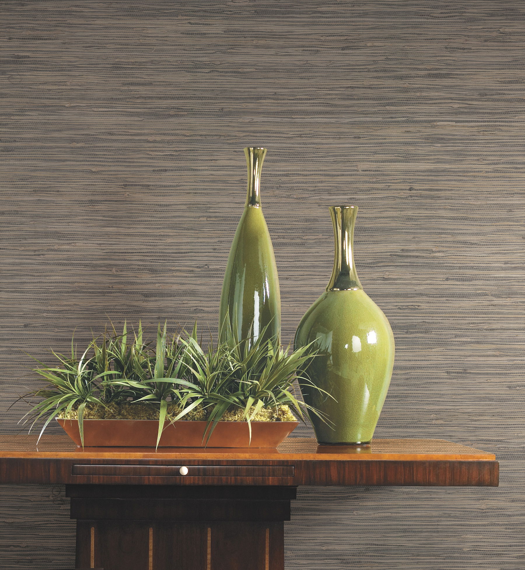 Threaded Jute Grey & Off White Wallpaper large image 