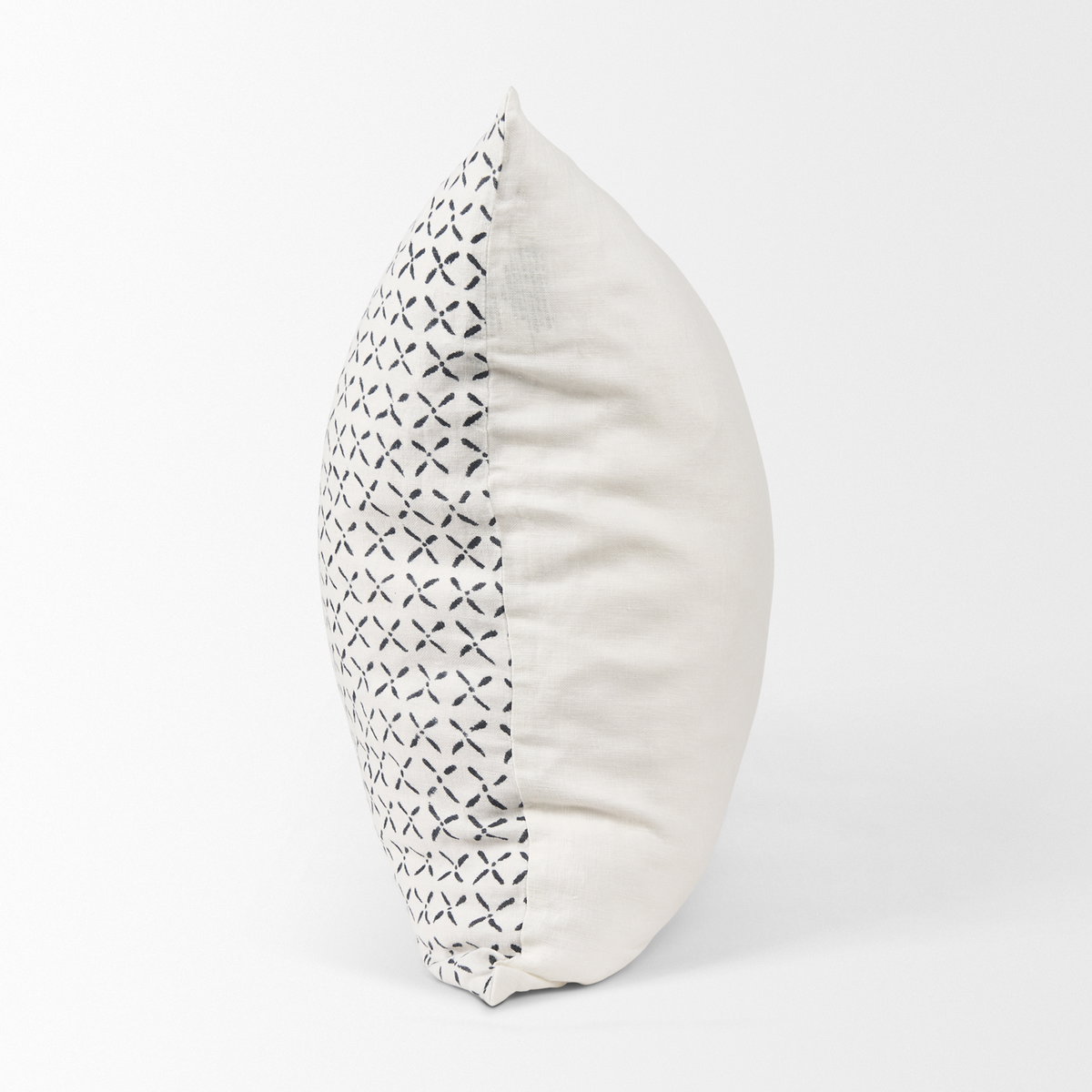 Jayden 22x22 Cream with Black Print Linen Square Pillow Cover, Decorative Pillow by Mercana, 22" length x 22" width x 0.2" height View 5