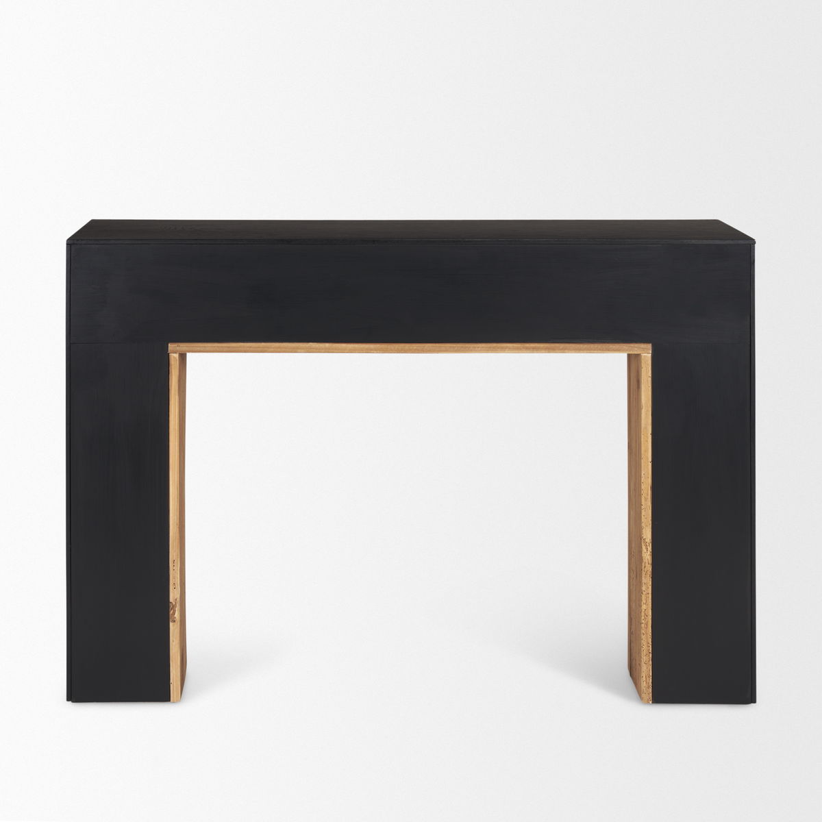 Tabor Natural Wood with Black Oak Waterfall Console Table, by Mercana, 47" length x 16" width x 31" height View 7