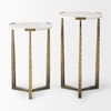 Atticus Marble and Antiqued Gold Metal Nesting Accent Tables (Set of 2), Side & End Table by Mercana, 13.25" length x 13.25" width x 24" height thumbnail 4