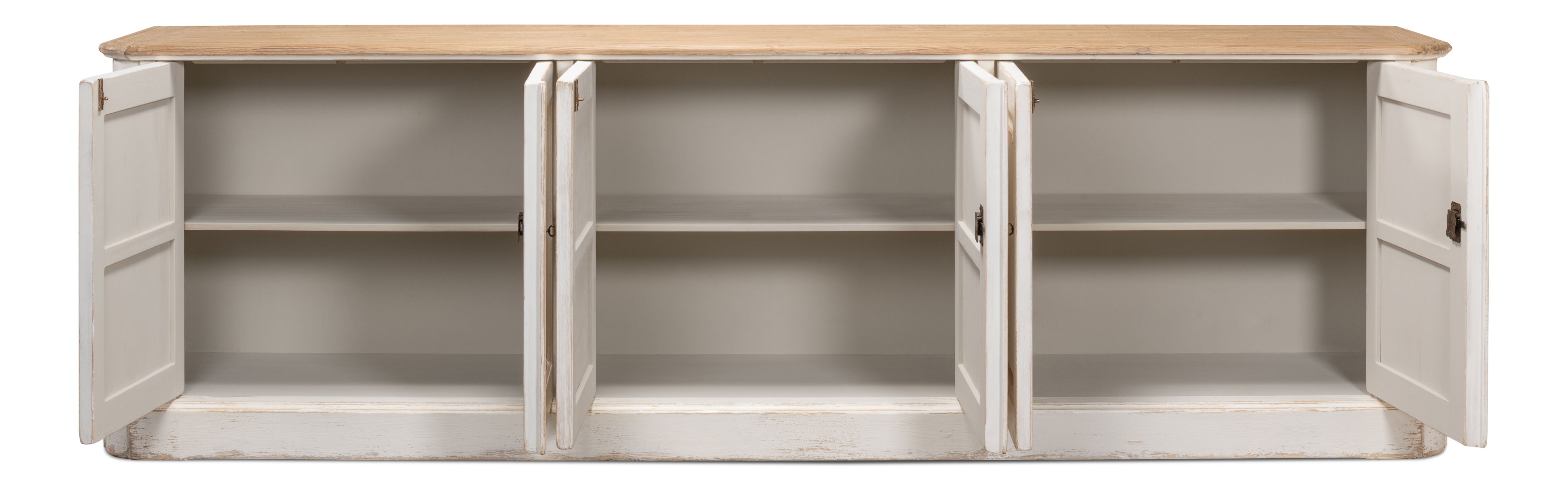 Antique Whitewash Sideboard, 6 Door, Cabinets & Sideboard by Sarreid, 119" length x 20" width x 36" height View 13