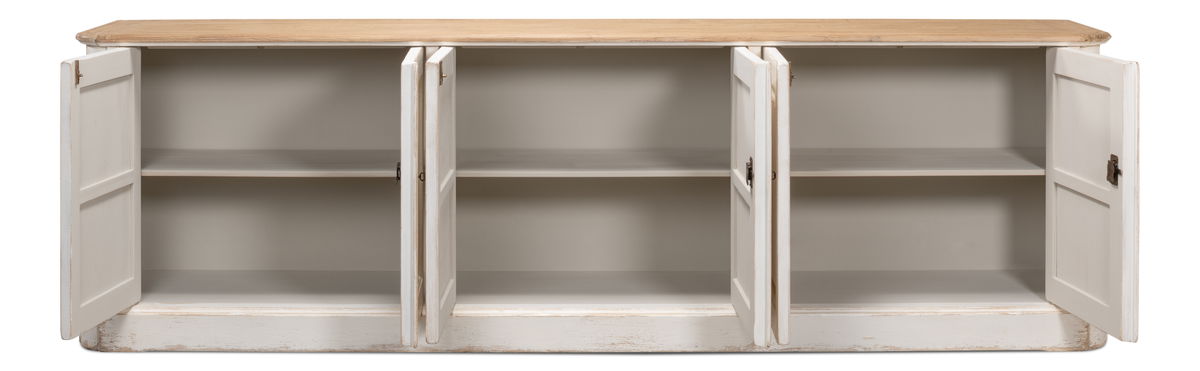 Antique Whitewash Sideboard  6 Door, by Sarreid, 1'8" length x 9'11" width x 3' height View 13