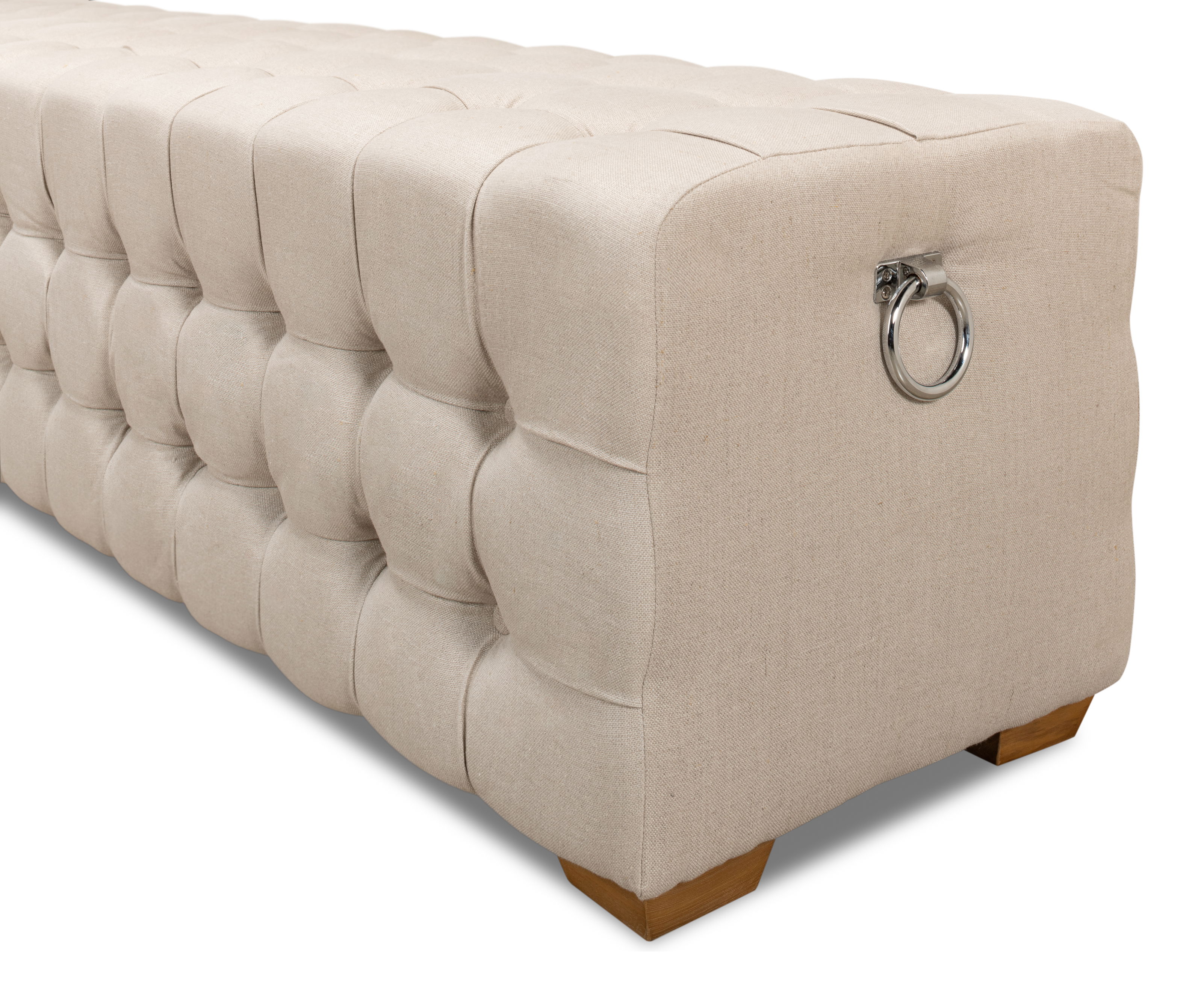 Beam Bench, Tufted Beige Linen, Seating by Sarreid, 78" length x 18" width x 18" height View 10