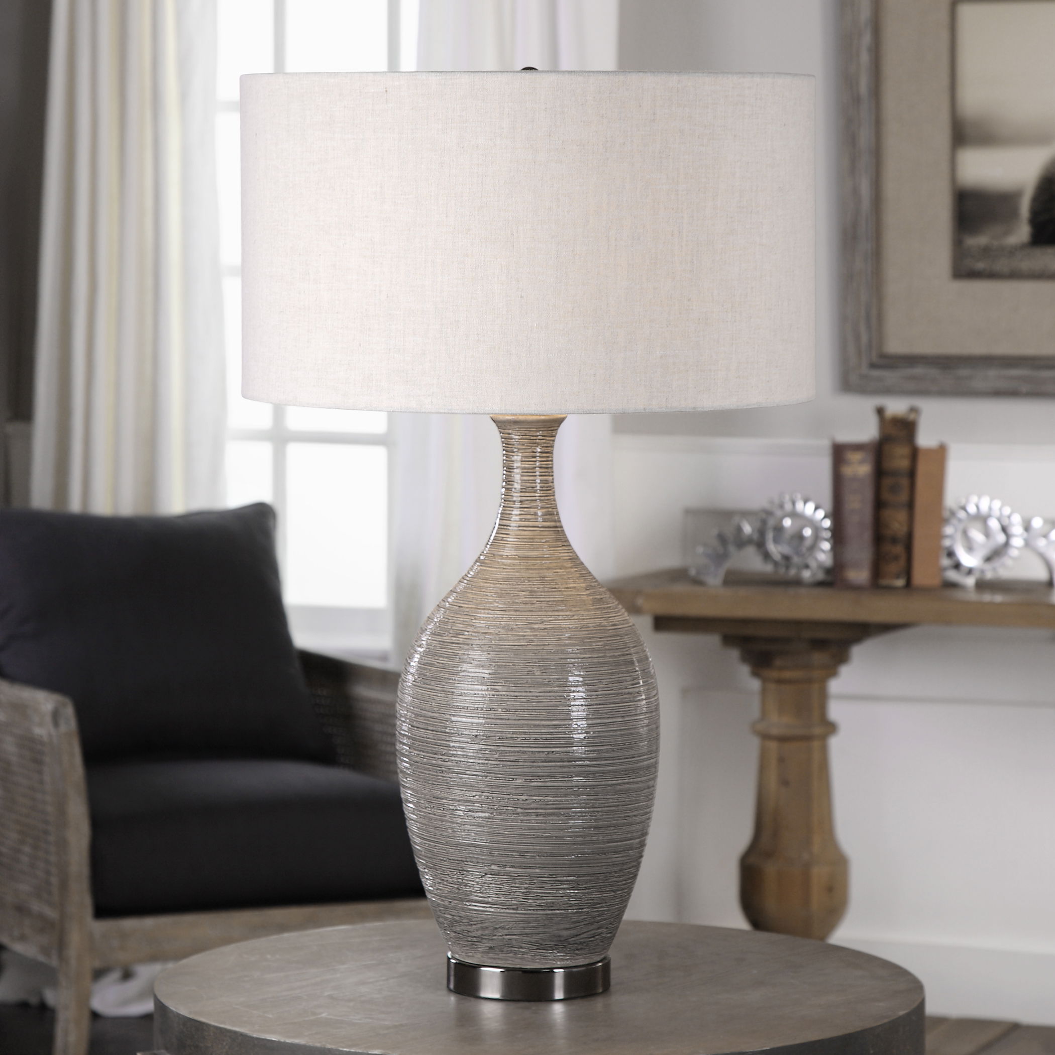 Dinah Gray Textured Table Lamp large image 