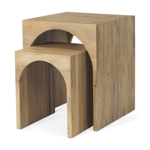 Chloe  Set of 2 Cottage Wood Nesting Accent Tables