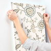 Dahlia Blooms Off White & Blue Wallpaper thumbnail 4