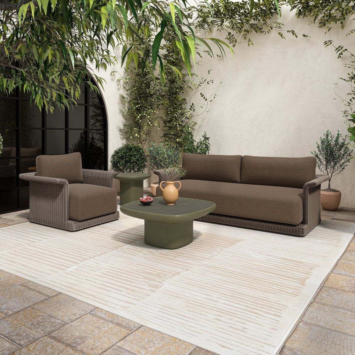 Manon Outdoor Coffee Table Deep Green, Outdoor Table by Moe's Home, 2'11" width x 1'3.5" height x 2'11" depth View 6