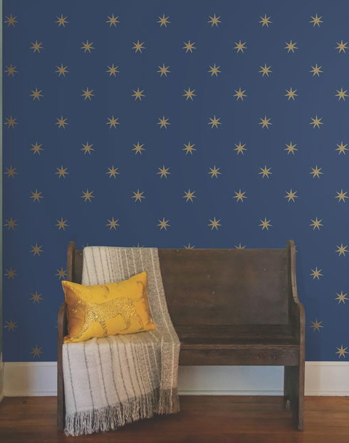 Star Splendor Navy & Metallic Gold Peel & Stick Wallpaper