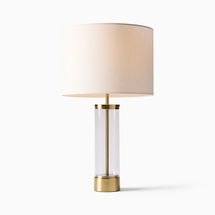 Online Designer Home/Small Office Acrylic Column Table Lamp + USB, Antique Brass, Set of 2