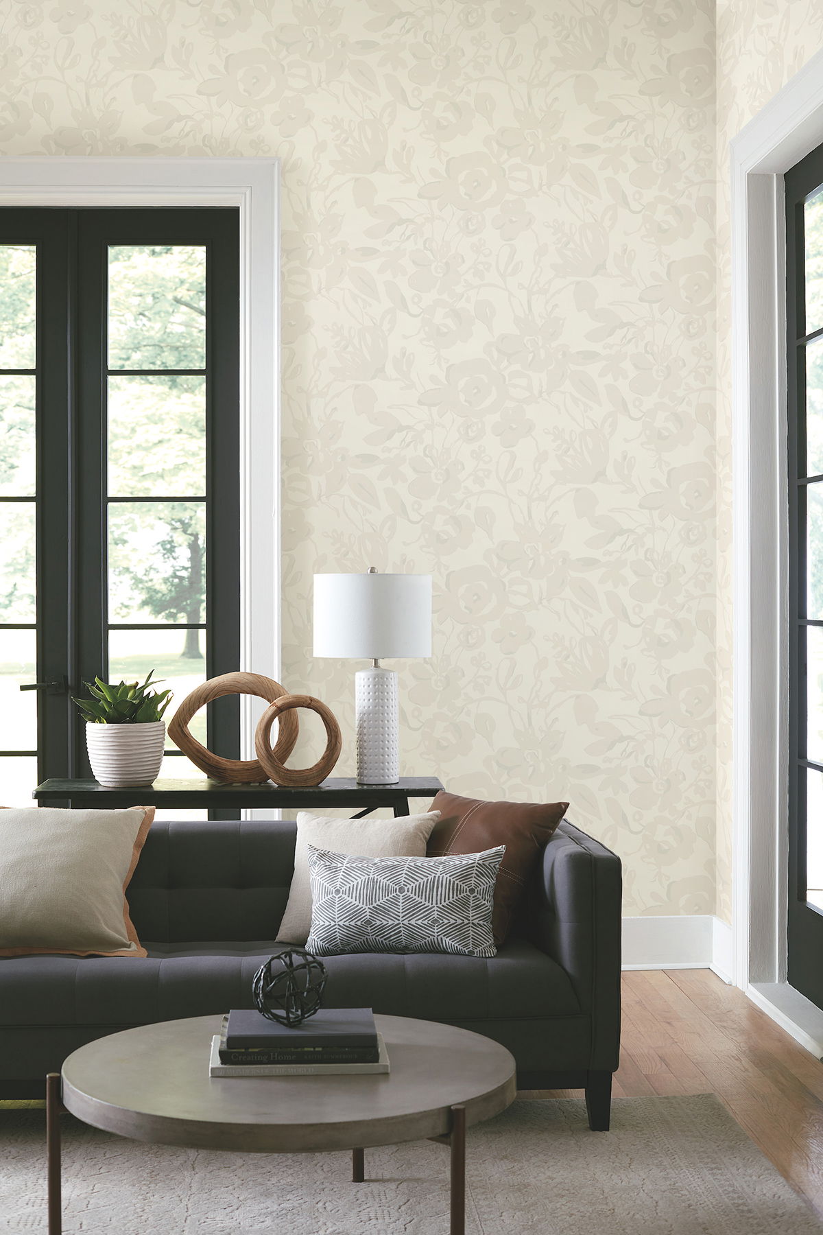 Brushstroke Floral Pearl Wallpaper large image 
