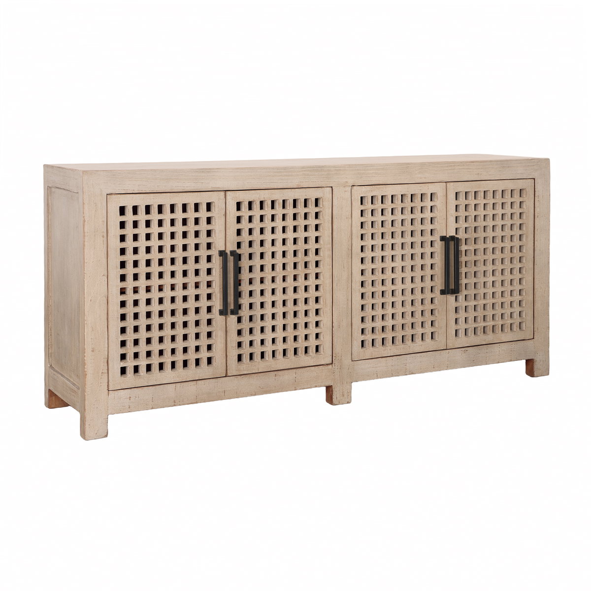 Devina Sideboard Lt Warm Wash 4-Door, Sideboards & Buffet by Dovetail, 73.75" width x 34" height x 18" depth View 1
