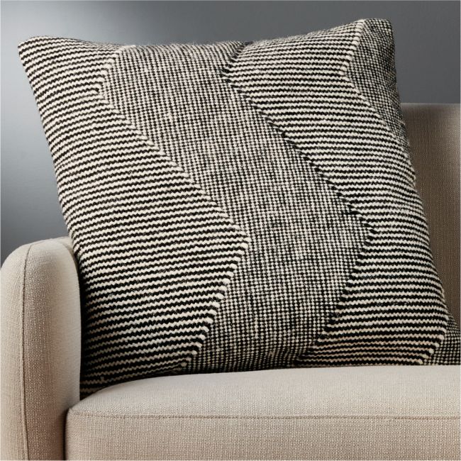 Online Designer Bedroom 23" Bias Black Pillow with Down-Alternative Insert