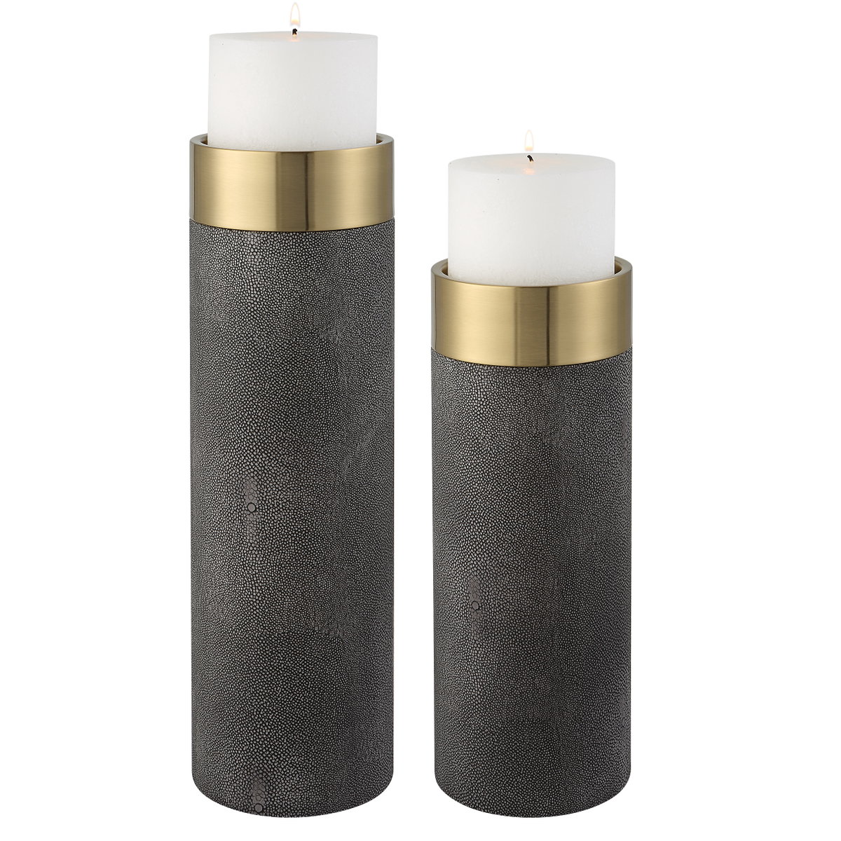 Wessex Gray Candleholders Set/2, Candles & Candle Holder by Uttermost, 4.62" width x 16" height x 4.62" depth View 1
