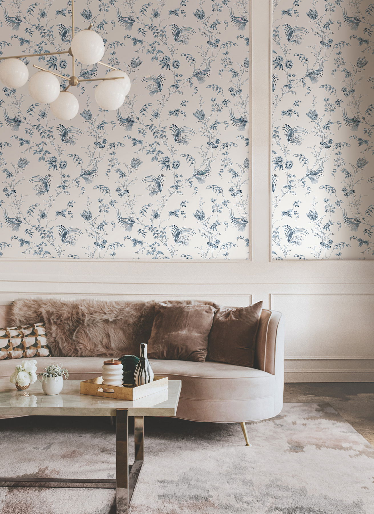 Floral Lace Navy Wallpaper large image 