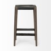 Nell Backless 30in Seat Bar Stool | Black Metal with Light Brown Wood, Counter & Bar Stool by Mercana, 18" length x 15" width x 30" height thumbnail 4
