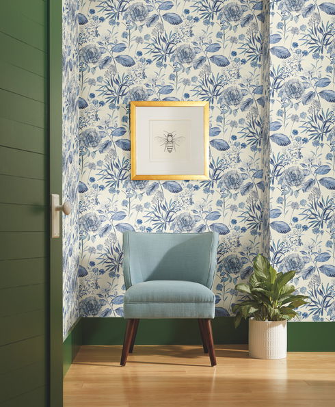 Midsummer Floral Blue Wallpaper