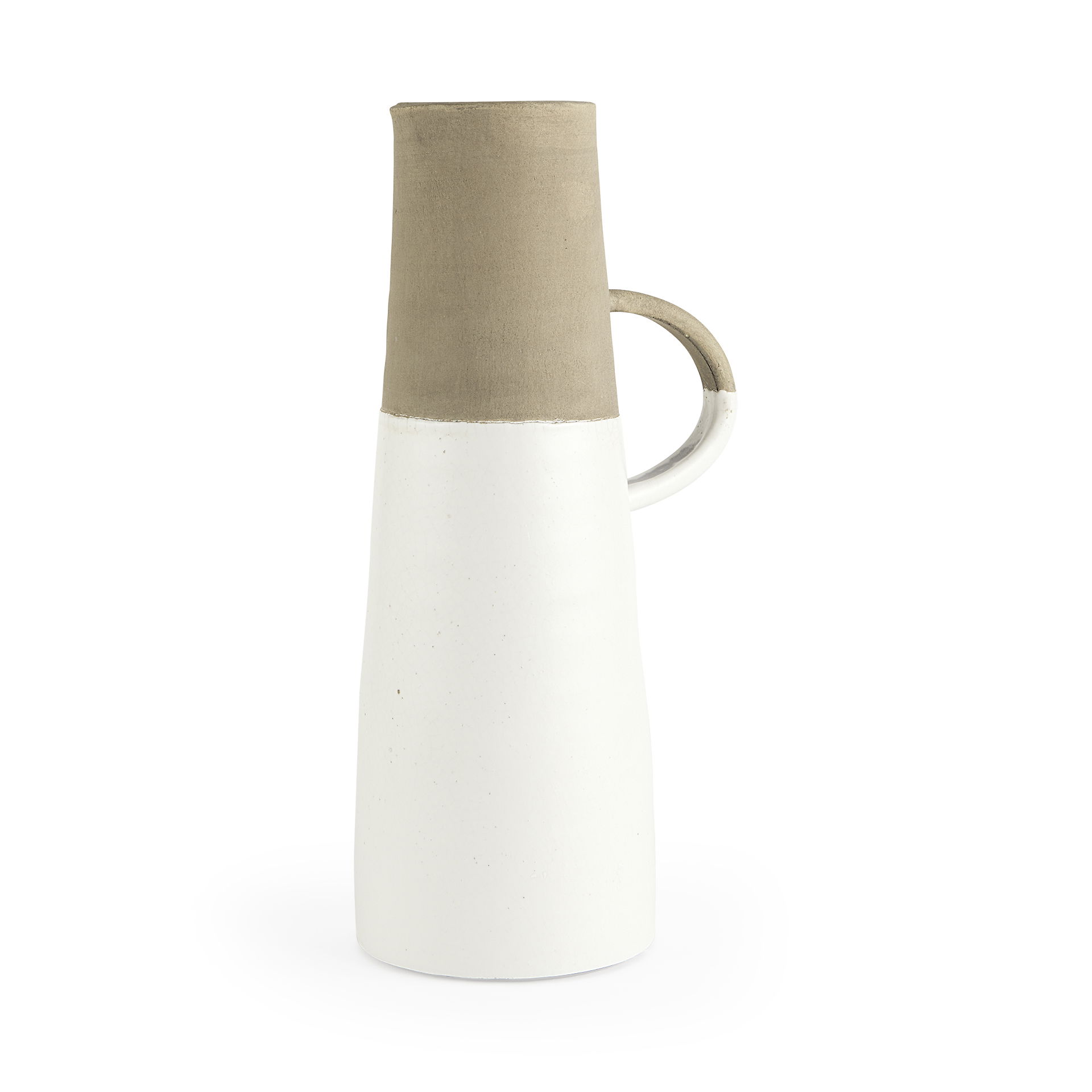 Garand Large 18.8H Two-Toned White Natural Ceramic Jug, Decorative Jar by Mercana, 7.87" length x 6.1" width x 16.54" height View 1