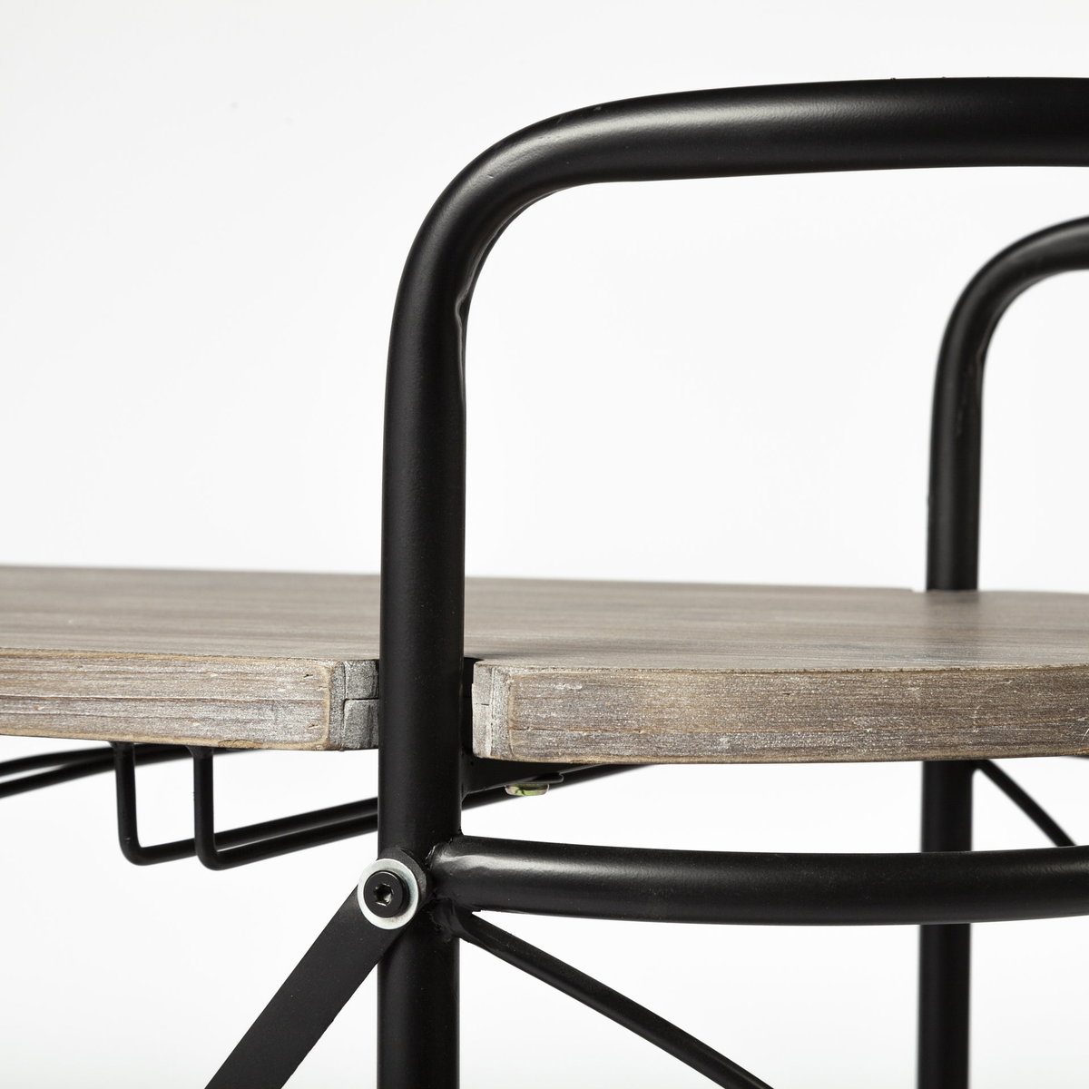 Marlon Black Metal Frame Two Tier Shelves with Stemware holder Bar Cart, Bar Carts & Cabinet by Mercana, 34.65" length x 15.35" width x 34.25" height View 9