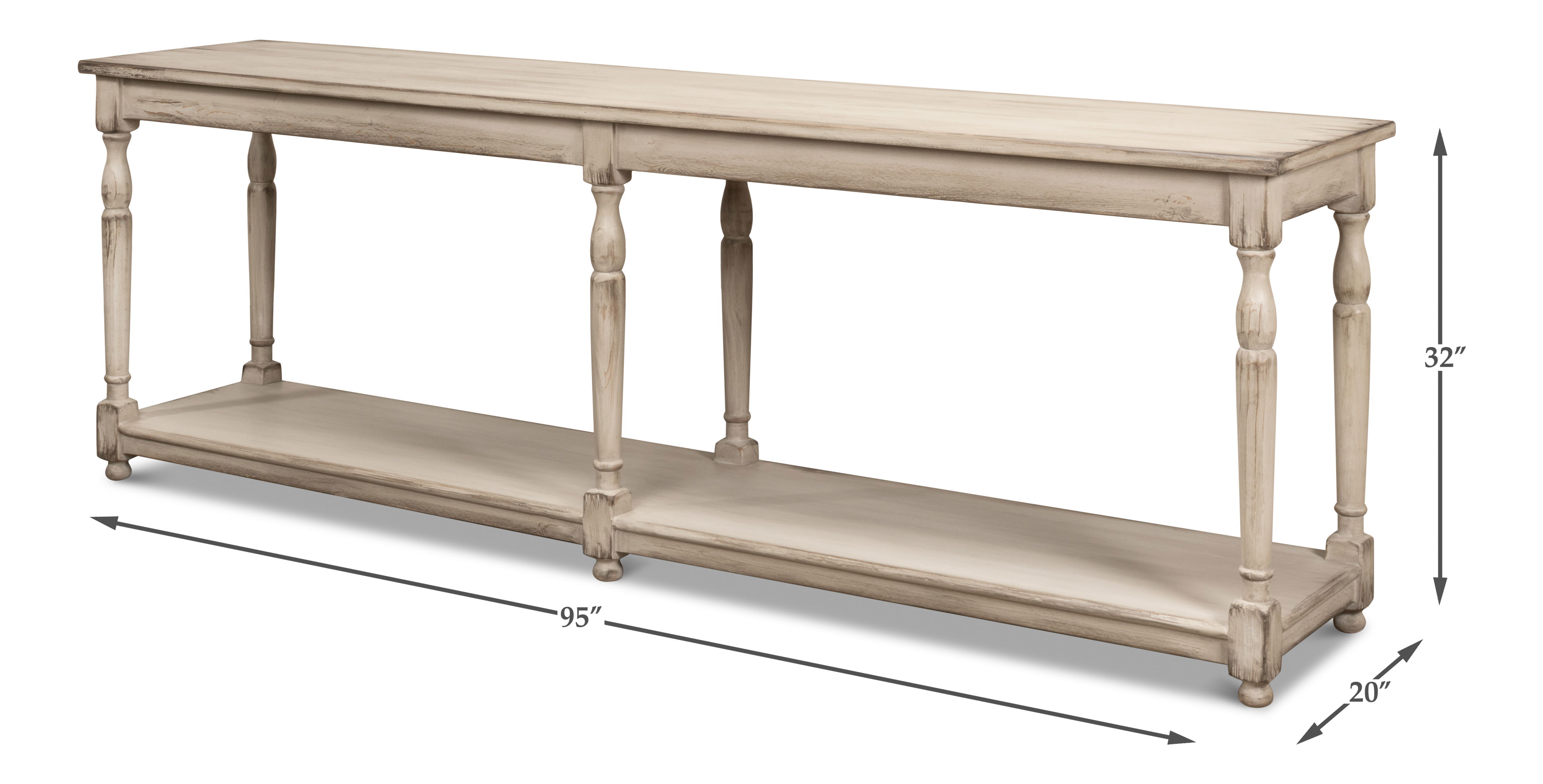 Jensen Console, Console Table by Sarreid, 95" length x 20" width x 32" height View 14