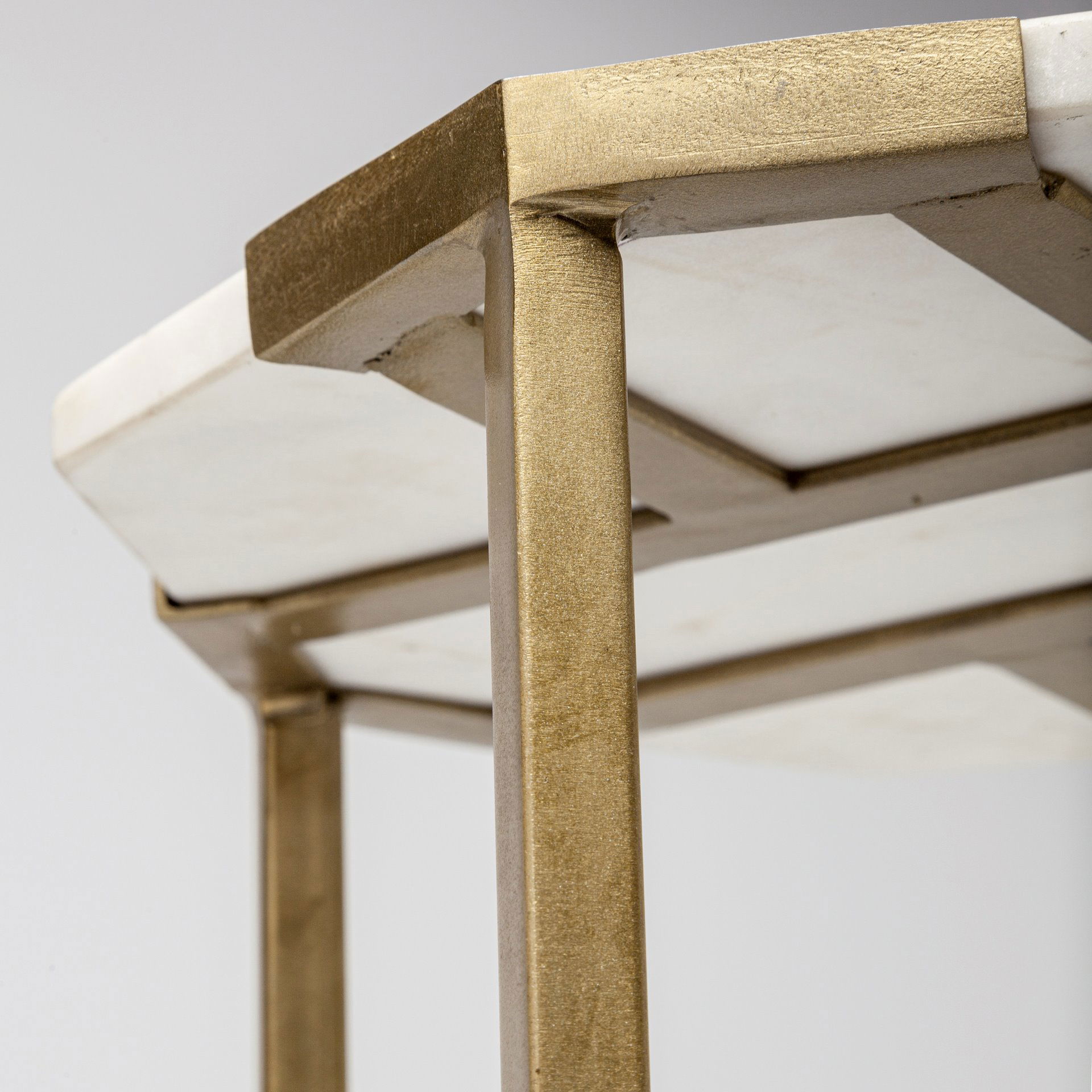Vincent Octagonal White Marble Tabletop with Gold Metal End/Side Tables large image 