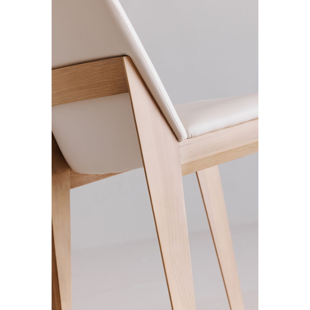 Deco Oak Dining Chair Cream White Pvc - Set Of Two, by Moe's Home, 21.25" width x 31.1" height x 21.25" depth View 10