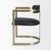 Hollyfield Curved Back Dining Side Chair | Black Leather with Gold Iron, Dining Chair by Mercana, 20.5" length x 21.5" width x 29.5" height thumbnail 6