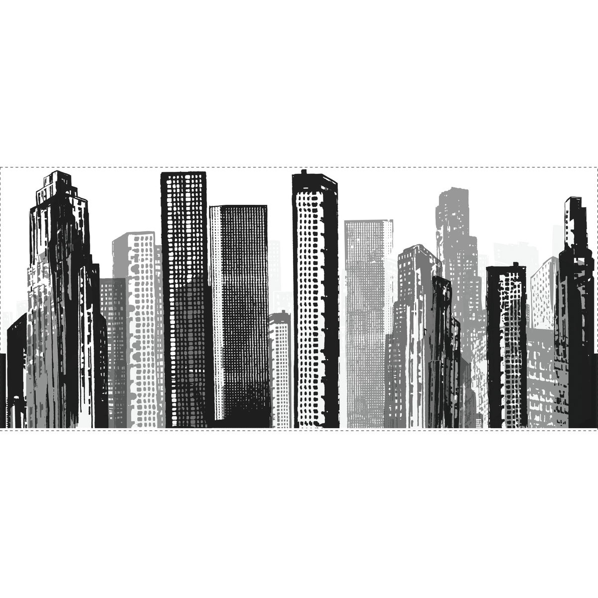 Cityscape Peel & Stick Giant Wall Decal, by York Wall, 3'3.6" length x 1'6" width x 0.02" depth