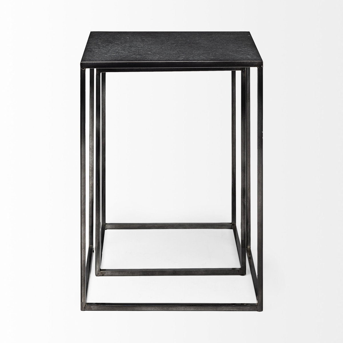 Kasey (Set of 2)  Galvanized Metal Nesting Accent Tables, Side & End Table by Mercana, 17.72" length x 12.6" width x 24.41" height View 7