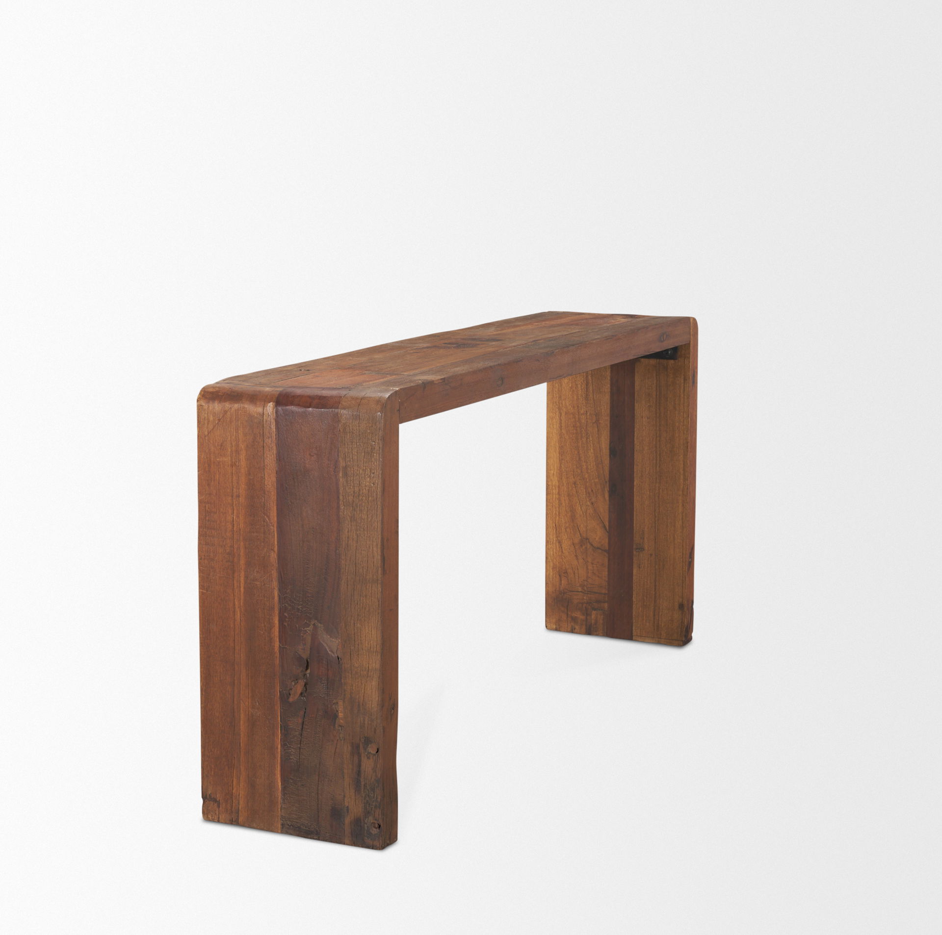 Estelle Rustic Brown Reclaimed Wood Console Table, by Mercana, 60" length x 14" width x 30" height View 8