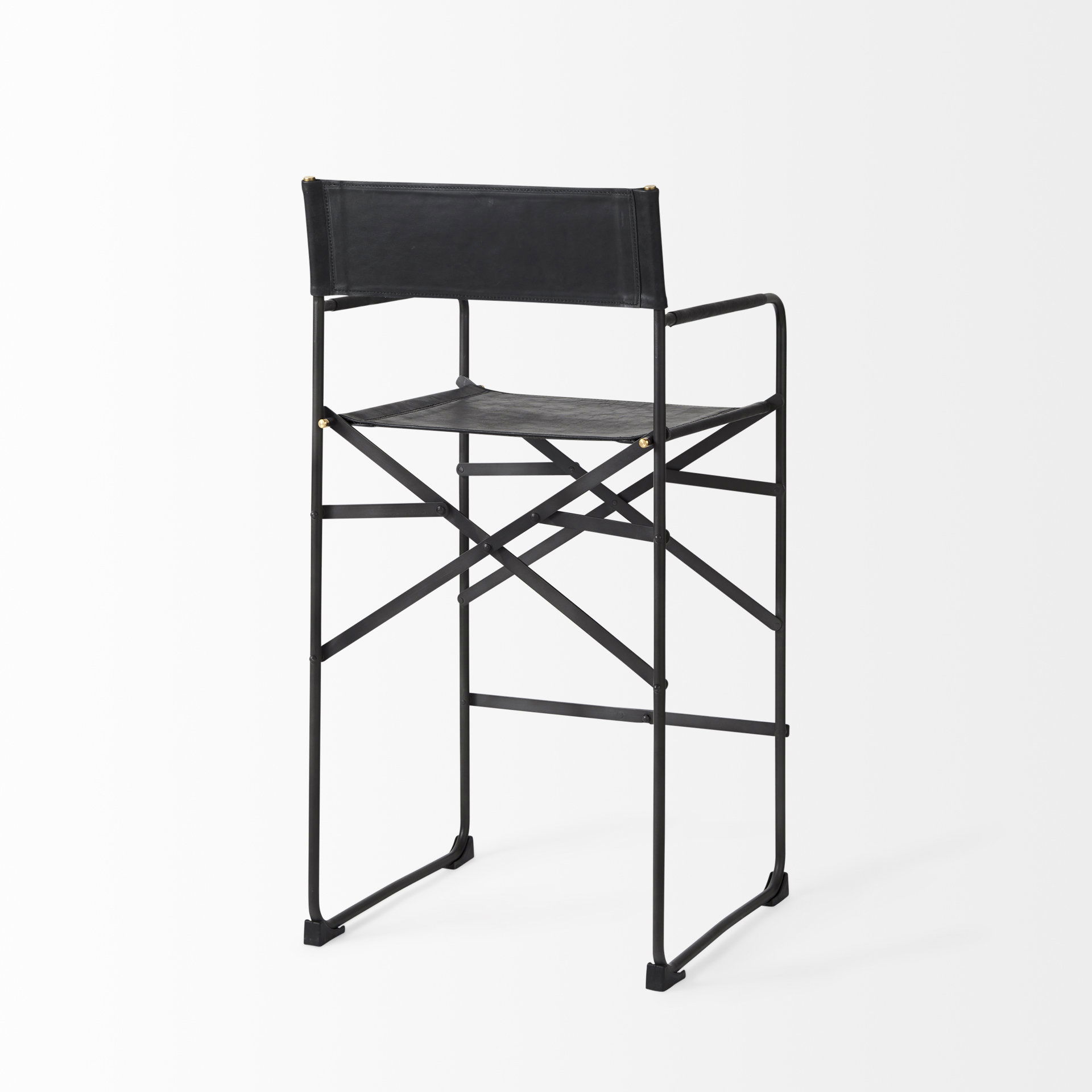 Direttore 19.3L x 19.3W x 40.2H Black Leather with Black Frame Counter Stool, Counter & Bar Stool by Mercana, 19.3" length x 20" width x 40.2" height View 6