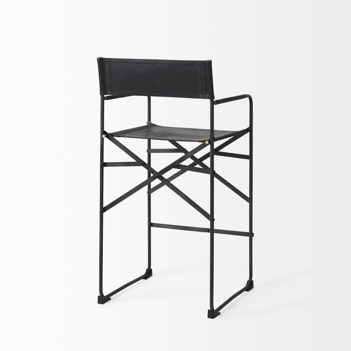 Direttore Backless 40.2in Seat Bar Stool | Black Leather with Black Iron, Counter & Bar Stool by Mercana, 19.3" length x 20" width x 40.2" height View 6