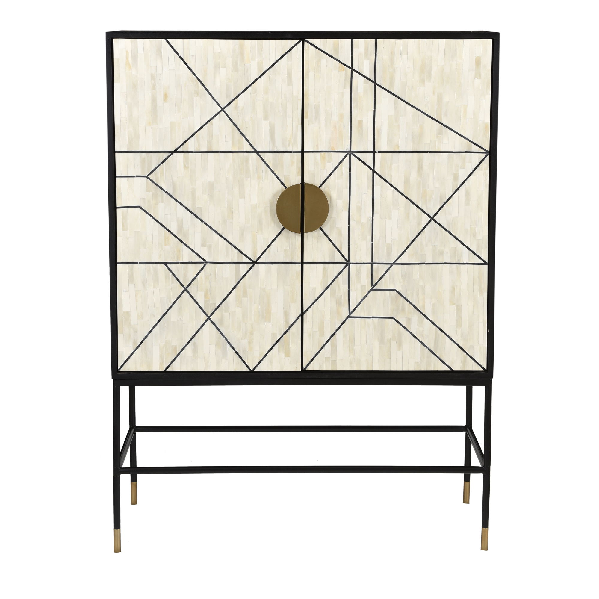 Shaws Cabinet Cream And Black, Cabinets & Sideboard by Moe's Home, 40" width x 55" height x 16" depth View 1